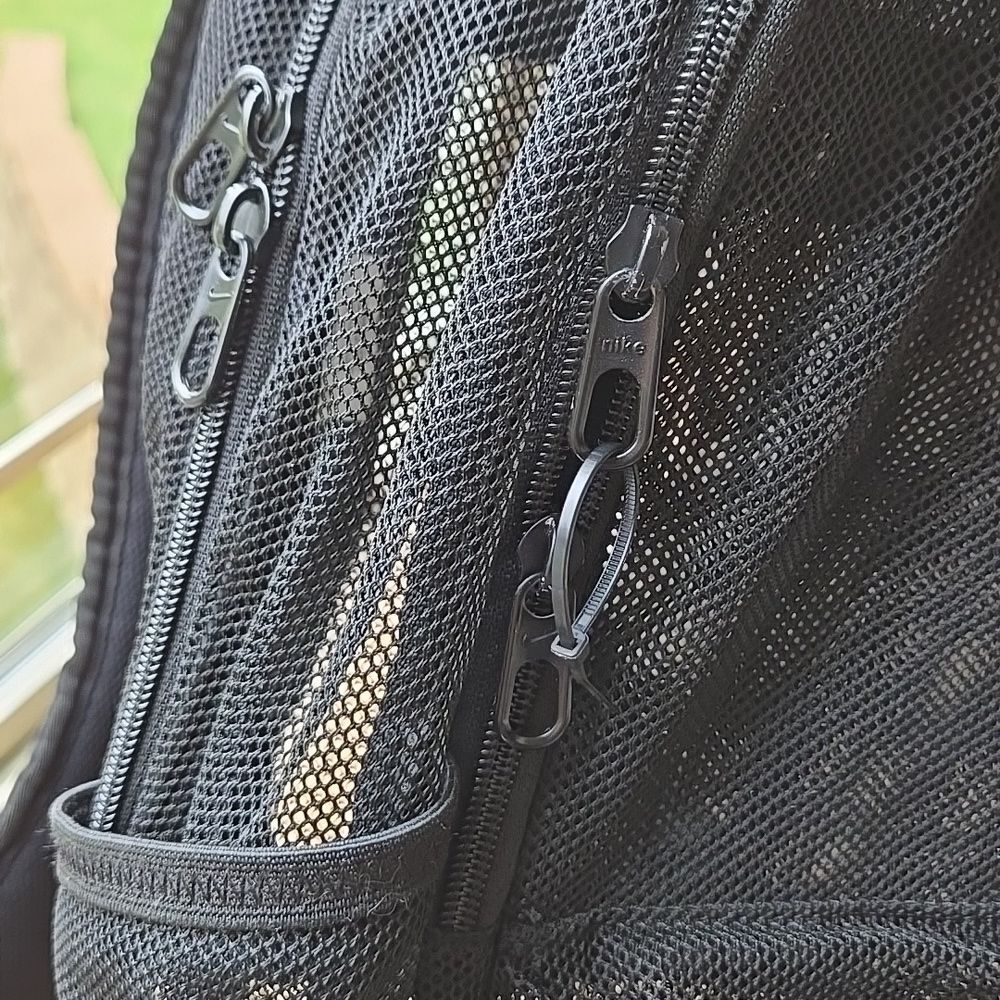 Nike Brasilla Mesh Backpack Black White Logo Swoosh Unisex School Concert Travel - Picture 6 of 16